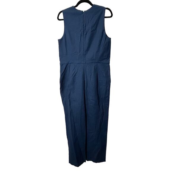 Everlane The Structured Cotton Jumpsuit V-Neck Navy Blue Women's 2 NWT - Picture 4 of 11